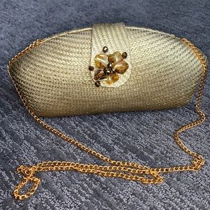 New Gold embellished clutch shoulder woven purse